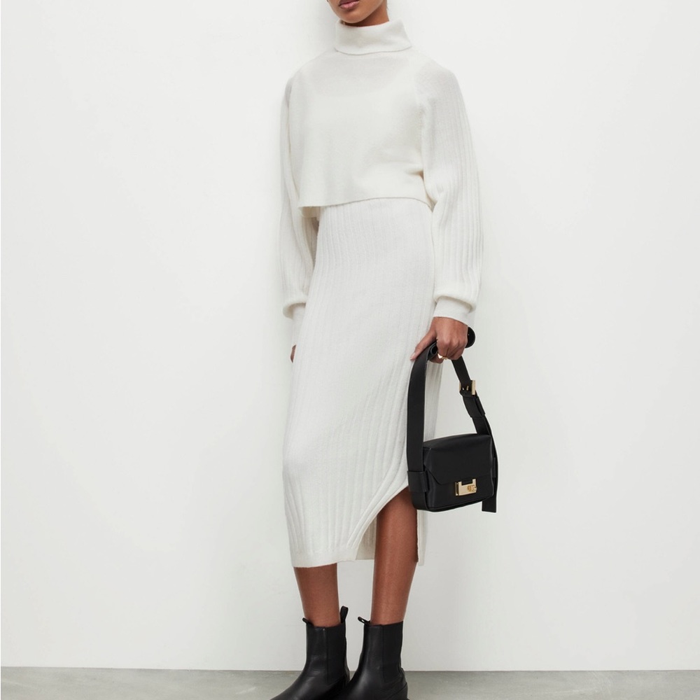 All Saints Margot 2-in-1 Sweater Dress, XS, White